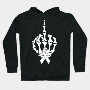 Fuck Lung Cancer Middle Finger White Ribbon Hoodie